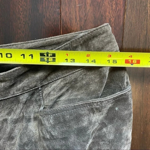 Vintage Suede Leather Pants High Waisted Straight Leg  Chocolate Brown Size 10 - Picture 10 of 16